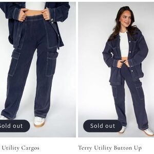 Navy Utility Cargo Pants and Jacket Set